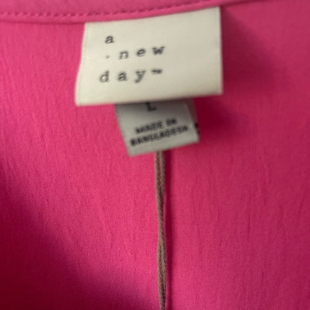 A NEW DAY SIZE LARGE PINK MIDI EMPIRE WAIST DRESS SPAGHETTI STRAPS POCKETS - Picture 7 of 11